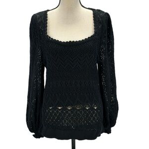 Lauren Ralph Lauren Long Blouson Sleeve Round Neck Sweater - Black - size XL